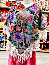 Load image into Gallery viewer, Hueyapan Hand-Embroidered Poncho-- Puebla, Mexico