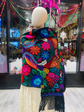 Load image into Gallery viewer, Hand-Embroidered “Ave” Rebozo— Hueyapan, Puebla