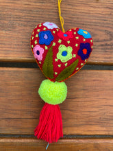 Load image into Gallery viewer, Hand-Embroidered Heart Plush Ornament