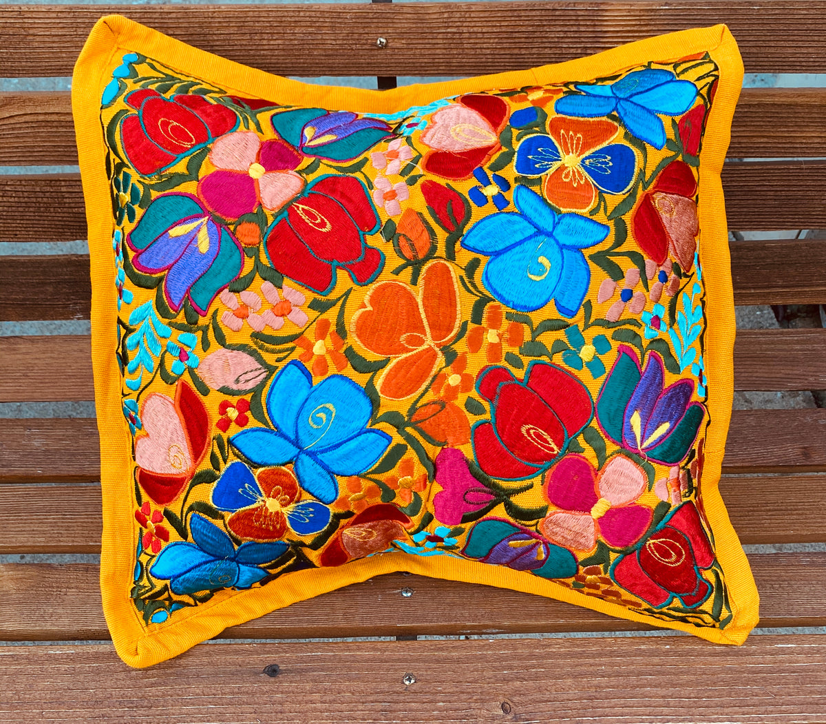 Mexican floral embroidered pillows hotsell