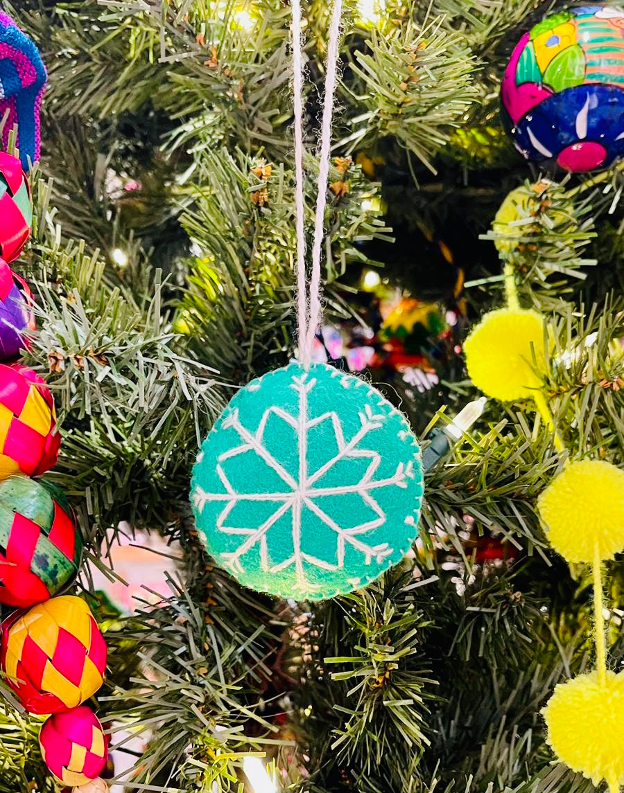 Multicolored pompom ornament