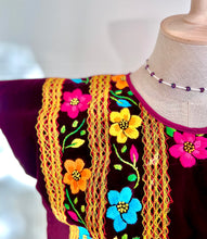 Load image into Gallery viewer, Handmade Mexican"Tehuana" Huipil — Red Velvet