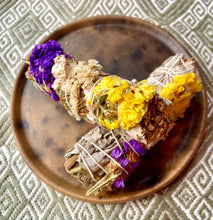 Load image into Gallery viewer, White Sage with Colorful Floral Decoration