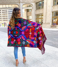 Load image into Gallery viewer, Hand-Embroidered “Ave” Rebozo— Hueyapan, Puebla