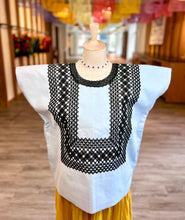 Load image into Gallery viewer, Handmade Mexican Huipil — Oaxaca— Blue and Black Cadenilla