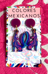 Mexican Alebrije Coyote Earrings