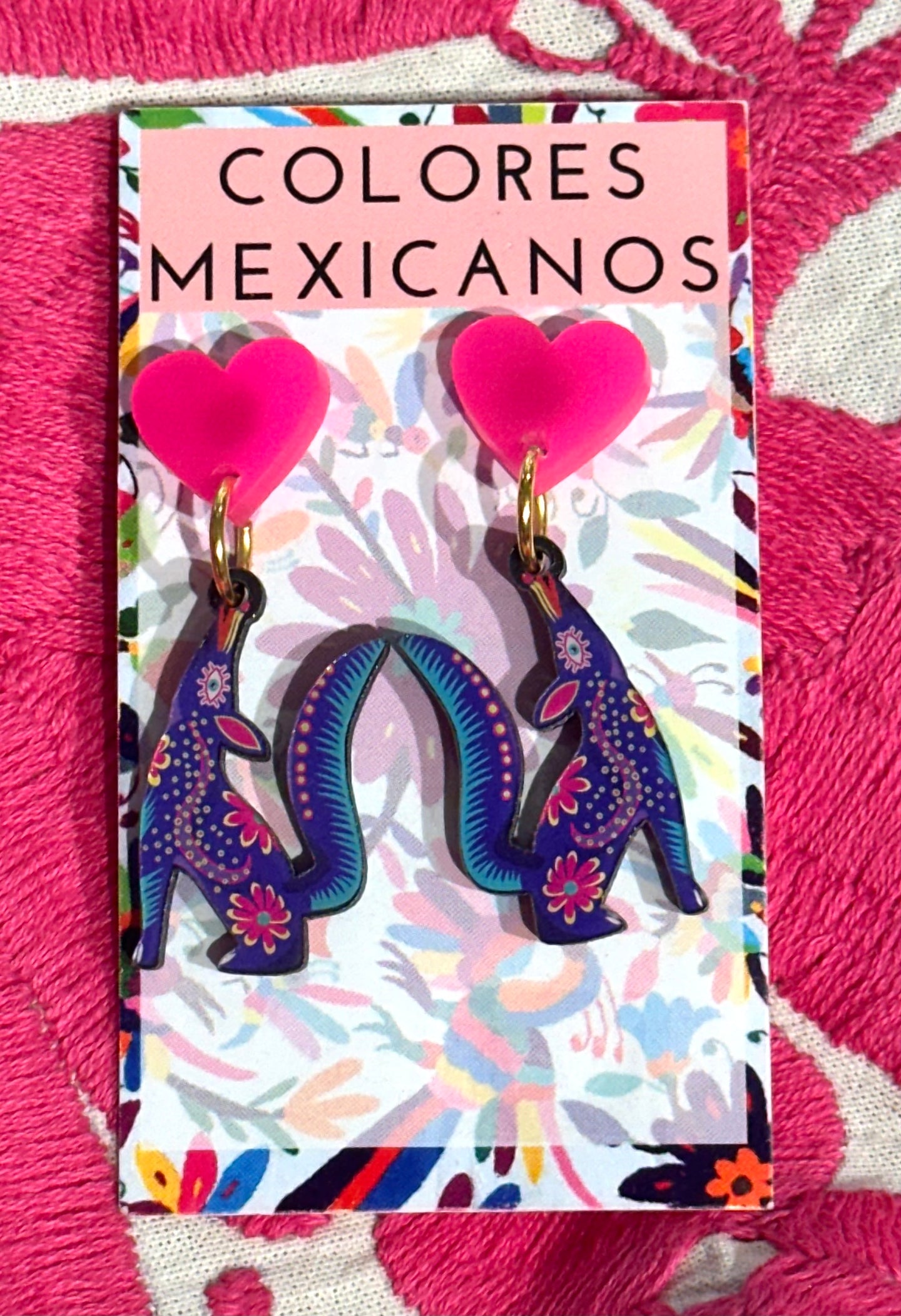 Mexican Alebrije Coyote Earrings