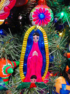 Guadalupe tin Christmas Ornament