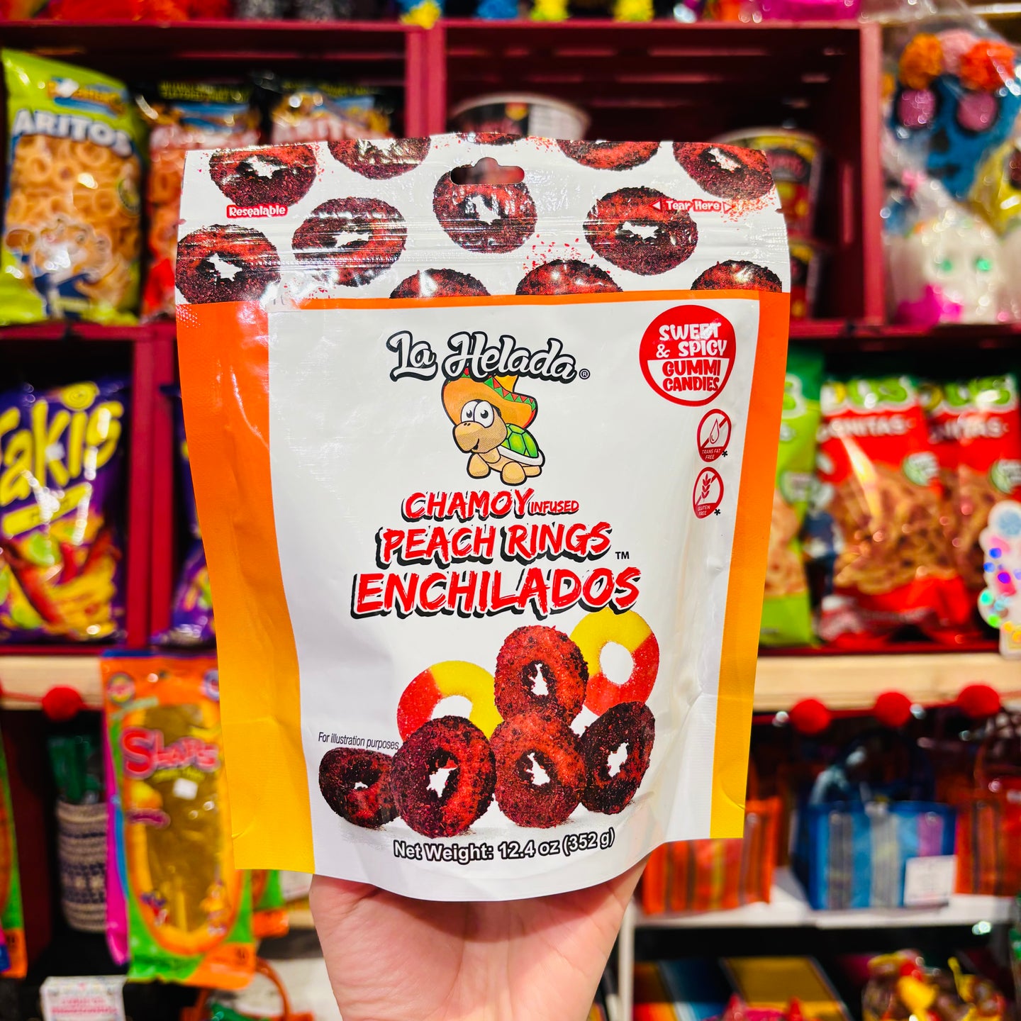 Chamoy Infused Peach Rings Gummy