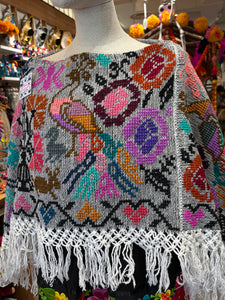 “Hueyapan" Hand-Embroidered Rebozos colorful