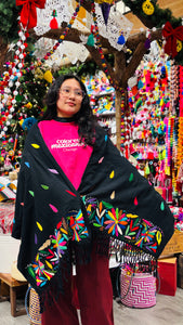 Otomí hand-embroidered rebozo