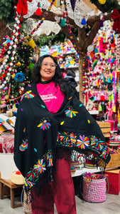 Otomí hand-embroidered rebozo