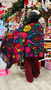 Hand-Embroidered “Ave” Rebozo— Hueyapan, Puebla