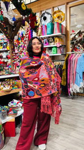 Hand-Embroidered “Ave” Rebozo— Hueyapan, Puebla