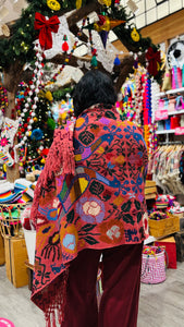 Hand-Embroidered “Ave” Rebozo— Hueyapan, Puebla