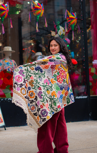 “Hueyapan" Hand-Embroidered Rebozo