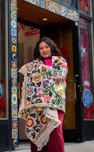 “Hueyapan" Hand-Embroidered Rebozo