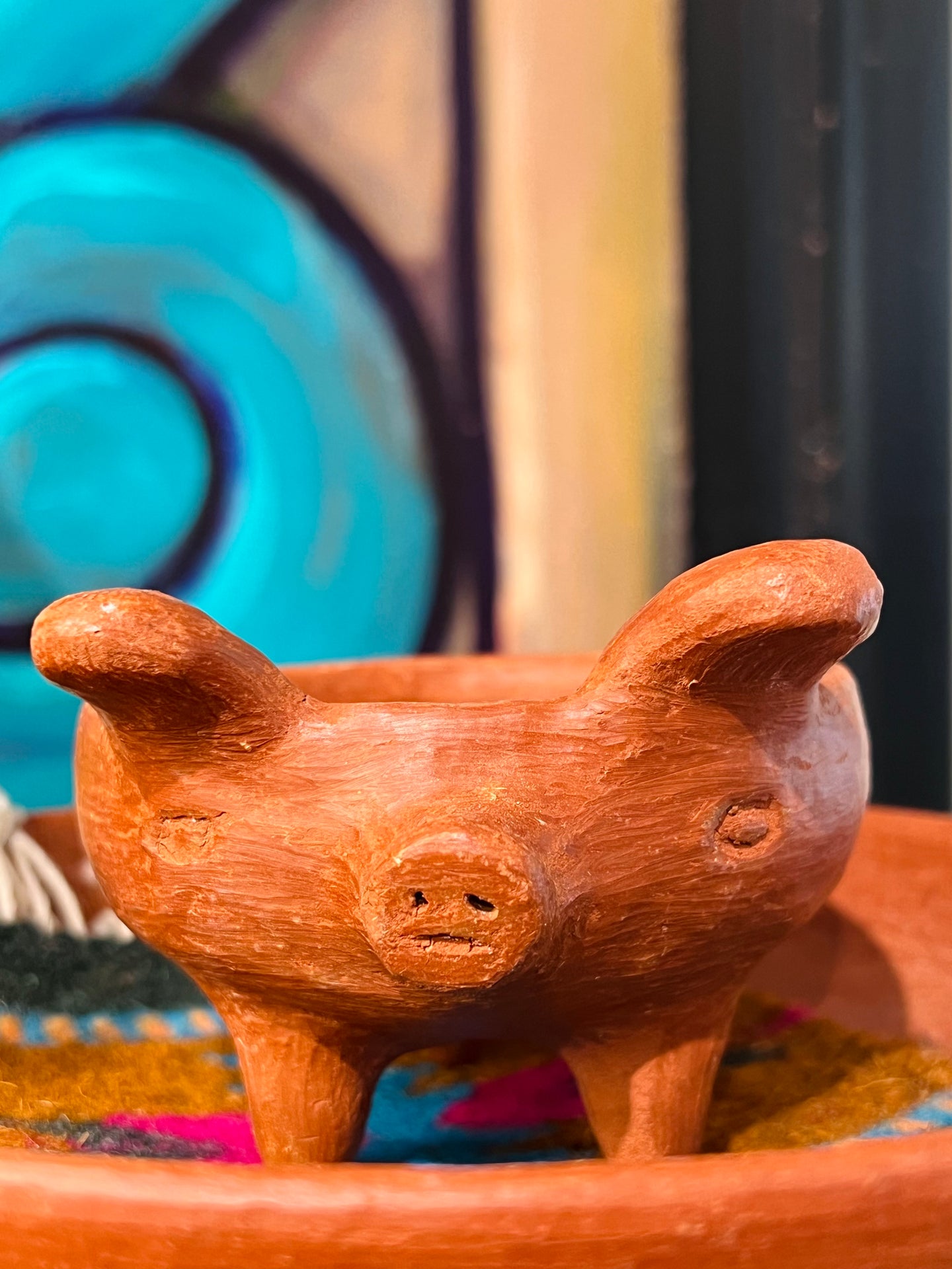 Red Clay Piggy Bowl