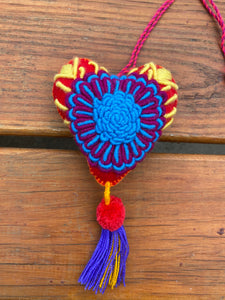 Hand-Embroidered Heart Plush Ornament