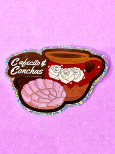"Cafecito Y Conchas" Reflective Sticker
