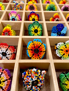 Colorful Beaded Flower Rings -- Guerrero, Mexico