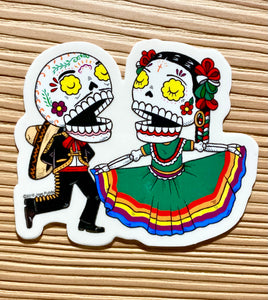 Dancing Calaveras Skeleton Sticker
