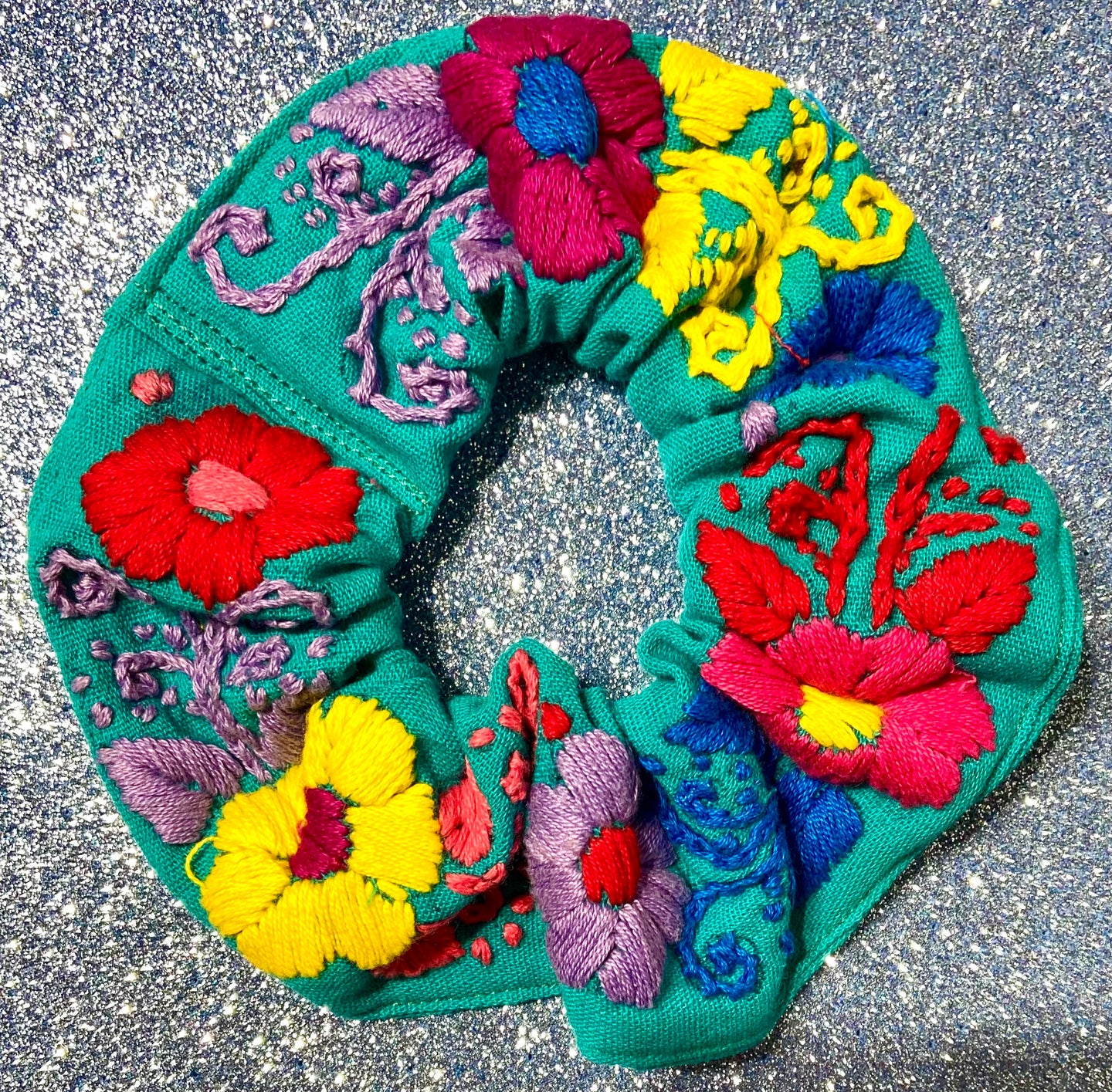 Mexican Floral Embroidered Scrunchies