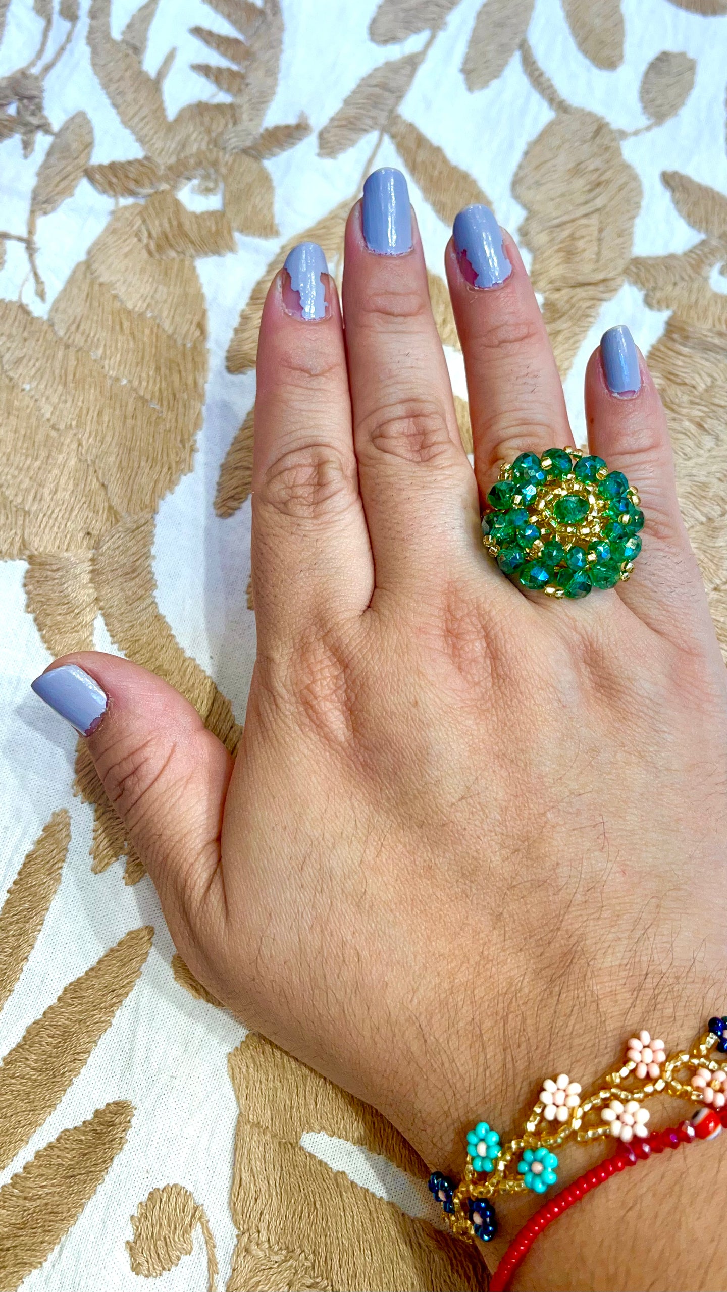 Colorful Beaded Flower Rings -- Guerrero, Mexico