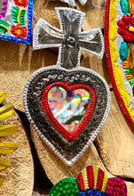 Load image into Gallery viewer, Mexican Tin Sacred Heart Mirror Ornament
