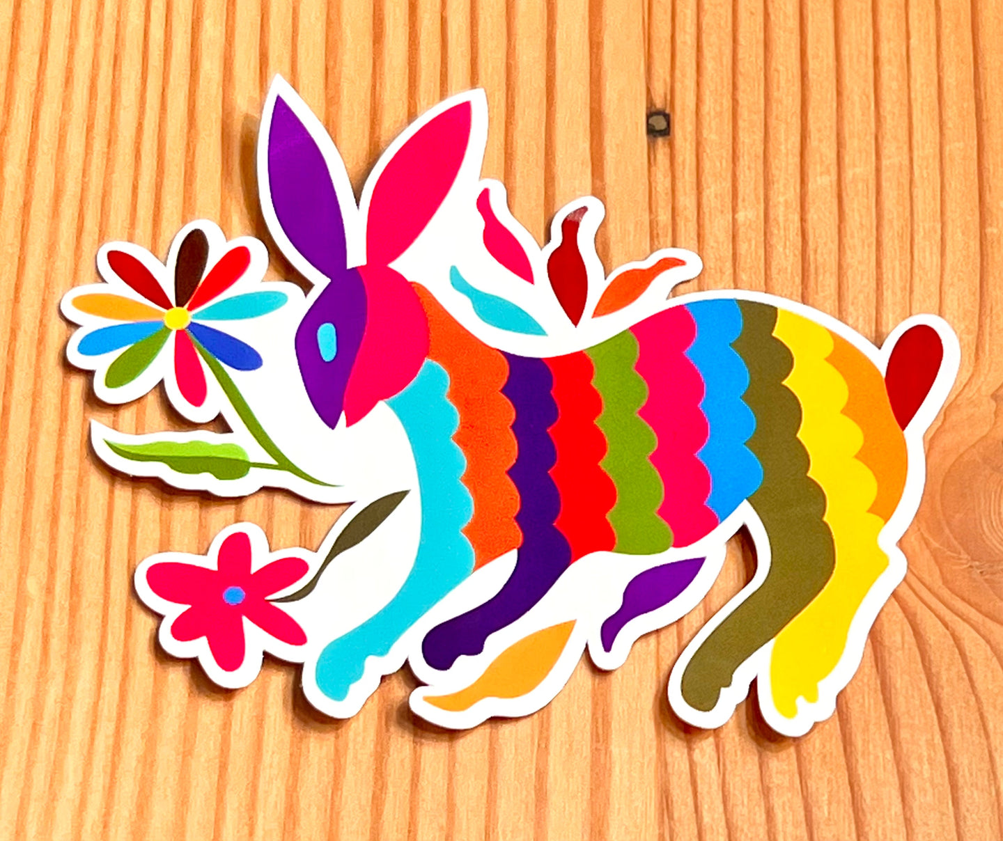 Otomi Mexican Embroidery Sticker - El Conejo