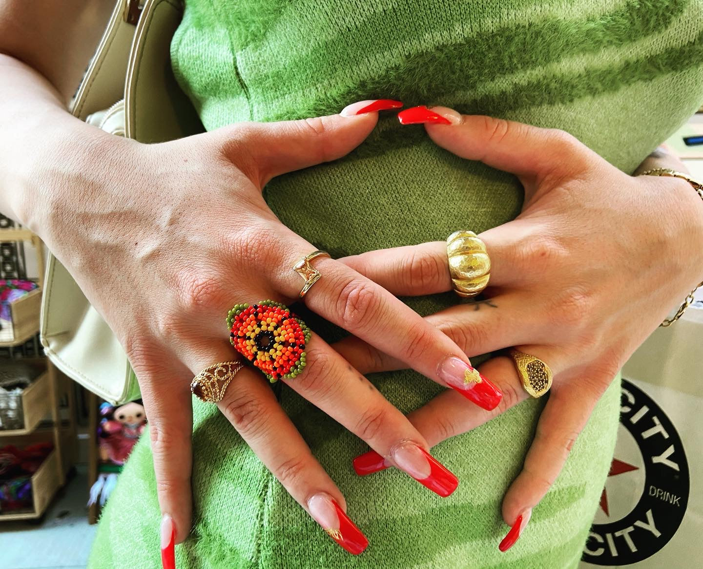Colorful Beaded Flower Rings -- Guerrero, Mexico – Colores