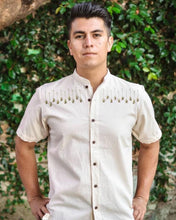 Load image into Gallery viewer, &quot;Los Agaves&quot; Men&#39;s Oaxacan Dress Shirt — Beige/Green
