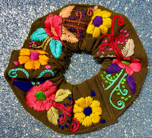 Mexican Floral Embroidered Scrunchies