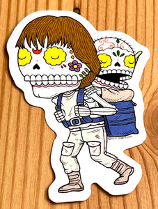 Luke Skywalker and Yoda Skeleton Sticker