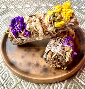 White Sage with Colorful Floral Decoration