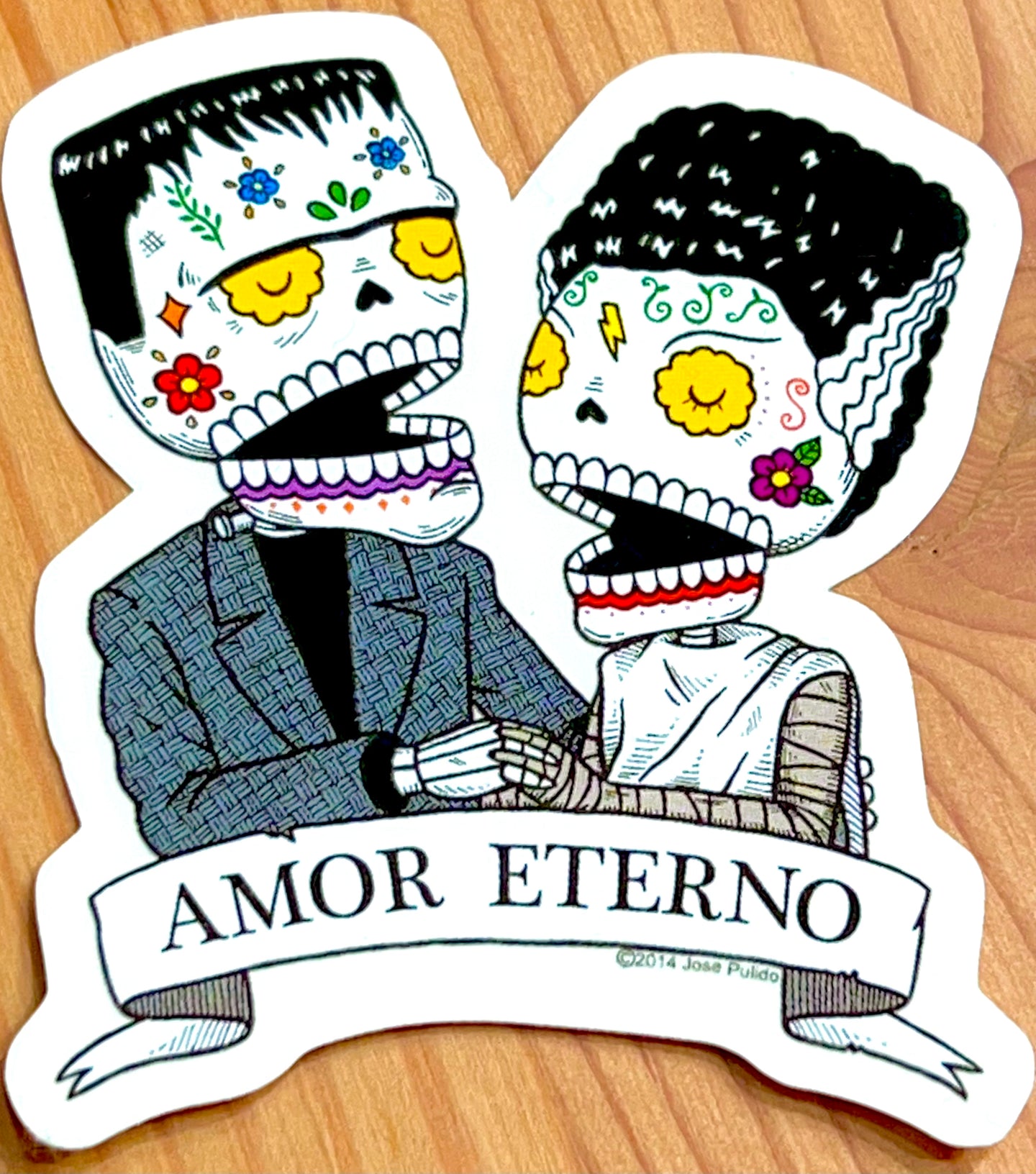 “Amor Eterno” Frankenstein Skeleton Sticker